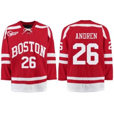 Boston University Terriers BU 26 Oskar Andren Red Stitched Hockey Jersey