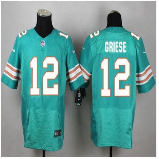 New Miami Dolphins #12 Bob Griese Aqua Green Alternate Mens Stitched NFL Elite Jersey