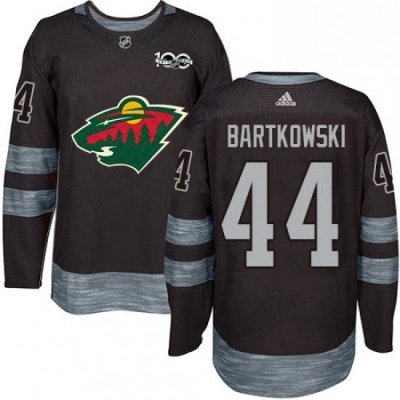 Mens Adidas Minnesota Wild 44 Matt Bartkowski Authentic Black 1917 2017 100th Anniversary NHL Jersey