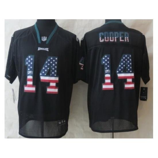 Nike Philadelphia Eagles 14 Riley Cooper Black Elite USA Flag Fashion NFL Jersey