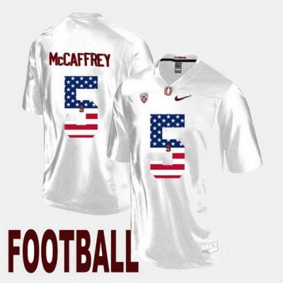 Christian Mccaffrey White Stanford Cardinal Us Flag Fashion Jersey