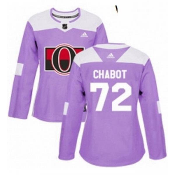 Womens Adidas Ottawa Senators 72 Thomas Chabot Authentic Purple Fights Cancer Practice NHL Jersey