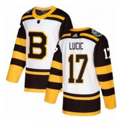 Youth Adidas Boston Bruins 17 Milan Lucic Authentic White 2019 Winter Classic NHL Jersey