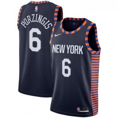 Youth Nike New York Knicks 6 Kristaps Porzingis Swingman Navy Blue NBA Jersey 2018 19 City Edition