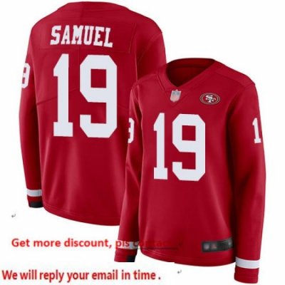 49ers 19 Deebo Samuel Red Team Color Women Stitched Football Limited Therma Long Sleeve Jersey