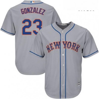 Mens Majestic New York Mets 23 Adrian Gonzalez Replica Grey Road Cool Base MLB Jersey