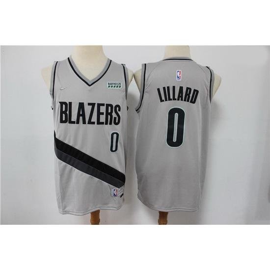 Men Portland Blazers Damian Lillard 0 NBA New grey playoff bonus jersey