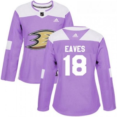 Womens Adidas Anaheim Ducks 18 Patrick Eaves Authentic Purple Fights Cancer Practice NHL Jersey