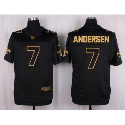 Nike Saints #7 Morten Andersen Black Mens Stitched NFL Elite Pro Line Gold Collection Jersey