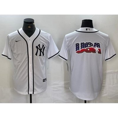 Men NeW York Yankees White Team Big Logo Cool Base Stitched Baseball Jersey 11