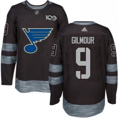 Mens Adidas St Louis Blues 9 Doug Gilmour Authentic Black 1917 2017 100th Anniversary NHL Jersey