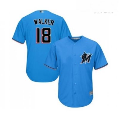 Mens Miami Marlins 18 Neil Walker Replica Blue Alternate 1 Cool Base Baseball Jersey