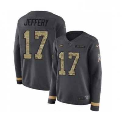 Womens Nike Philadelphia Eagles 17 Alshon Jeffery Limited Black Salute to Service Therma Long Sleeve NFL Jersey