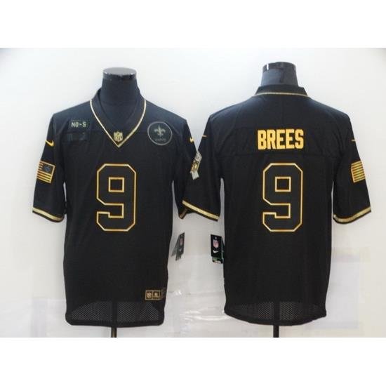 Nike New Orleans Saints 9 Drew Brees Black Gold 2020 Salute To Service Limited Jersey