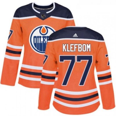 Womens Adidas Edmonton Oilers 77 Oscar Klefbom Authentic Orange Home NHL Jersey