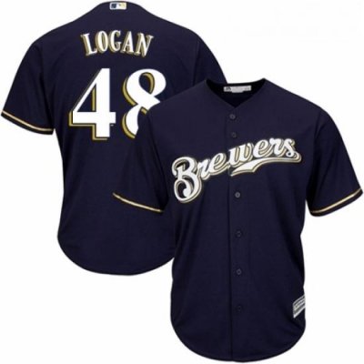 Youth Majestic Milwaukee Brewers 48 Boone Logan Authentic White Alternate Cool Base MLB Jersey