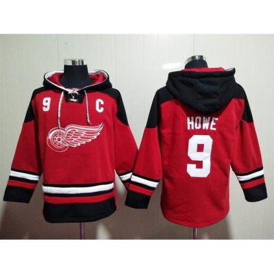 Men Detroit Red Wings #9 Gordie Howe Red Stitched Hoody