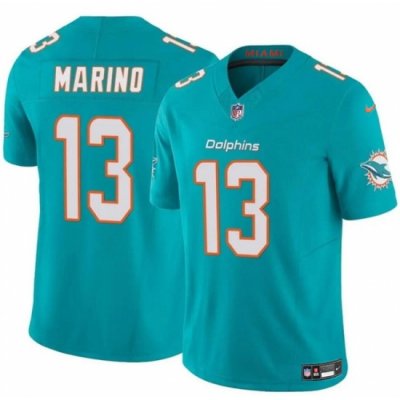 Men Miami Dolphins 13 Dan Marino Aqua 2023 F U S E Vapor Limited Stitched Football Jersey