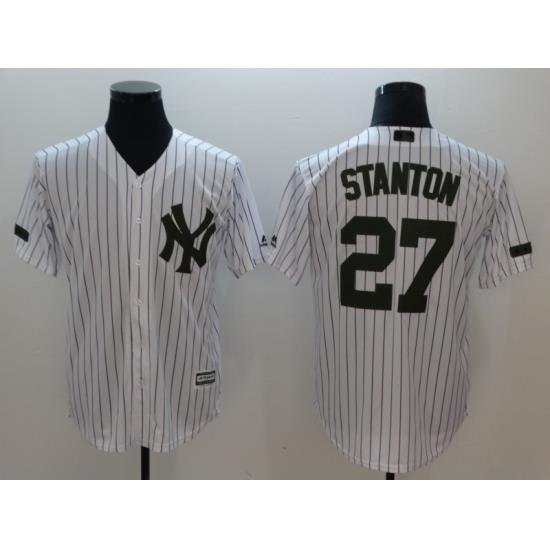 Men NeW York Yankees 27 Giancarlo Stanton White Commemorative Edition Jersey