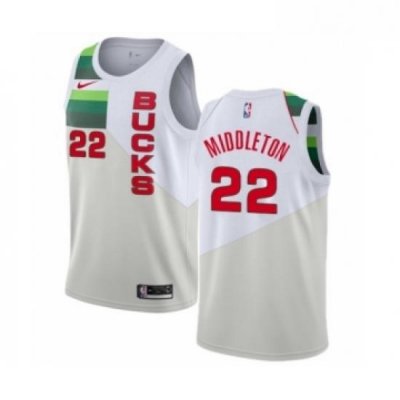 Womens Nike Milwaukee Bucks 22 Khris Middleton White Swingman Jersey Earned Edition