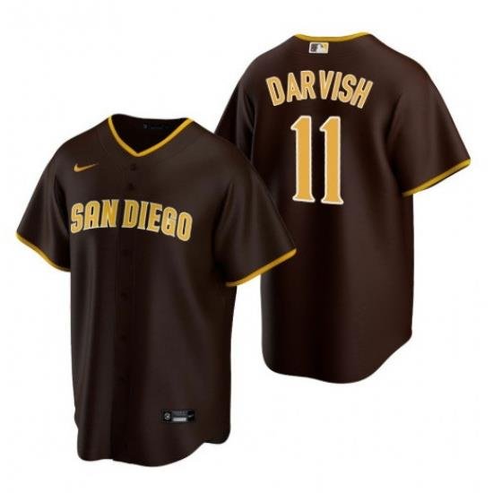 Men San Diego Padres 11 Yu Darvish Brown Trade Road Coolbase Jersey