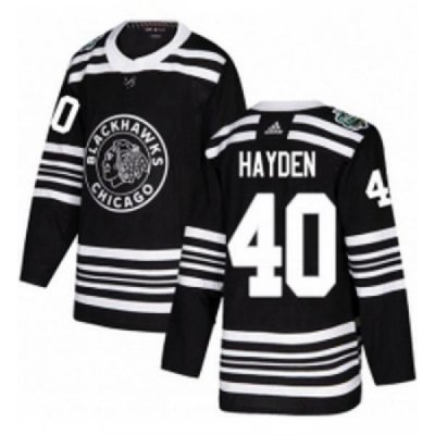 Youth Adidas Chicago Blackhawks 40 John Hayden Authentic Black 2019 Winter Classic NHL Jersey