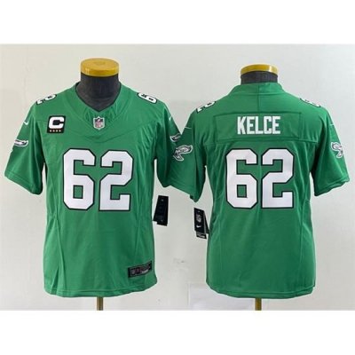 Women Philadelphia Eagles 62 Jason Kelce Green 2023 F U S E  With C Patch Stitched Football Jersey  Run Small