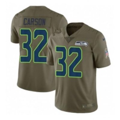 Youth Nike Seattle Seahawks 32 Chris Carson Limited Olive 2017 Salute to Service NFL Jersey