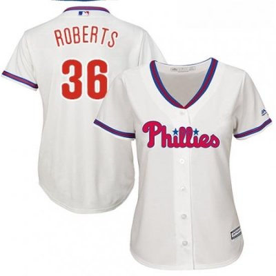 Womens Majestic Philadelphia Phillies 36 Robin Roberts Replica Cream Alternate Cool Base MLB Jersey