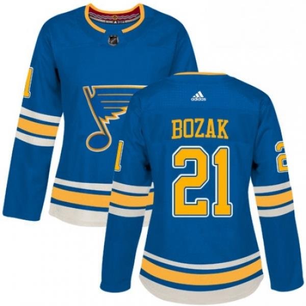 Womens Adidas St Louis Blues 21 Tyler Bozak Authentic Navy Blue Alternate NHL Jersey