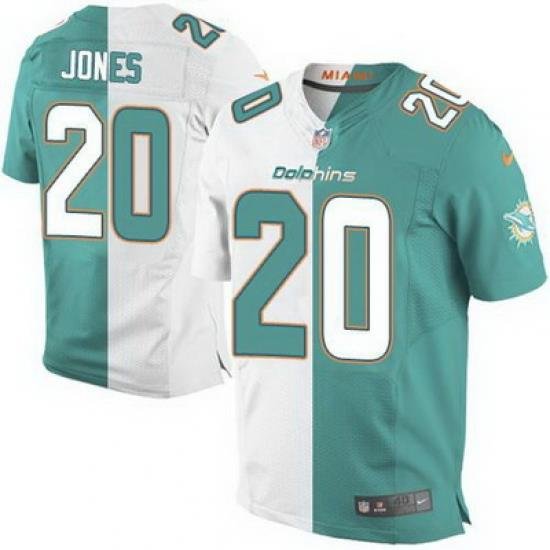 Nike Dolphins #20 Reshad Jones Aqua Green White Mens Stitched NFL Elite Split Jersey