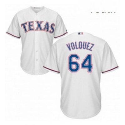 Youth Majestic Texas Rangers 64 Edinson Volquez Authentic White Home Cool Base MLB Jersey