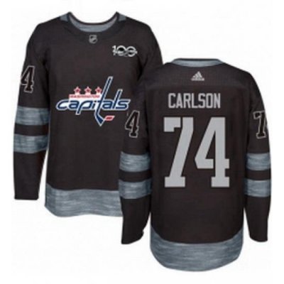 Mens Adidas Washington Capitals 74 John Carlson Premier Black 1917 2017 100th Anniversary NHL Jersey