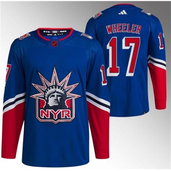 Men New York Rangers 17 Blake Wheeler Blue Reverse Retro Stitched Jersey