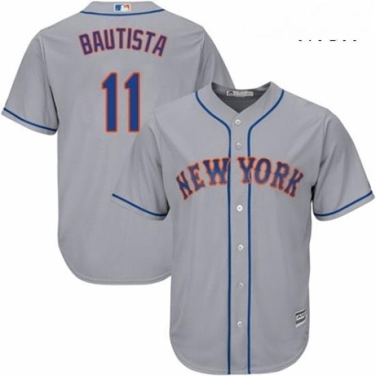 Mens Majestic New York Mets 11 Jose Bautista Replica Grey Road Cool Base MLB Jersey