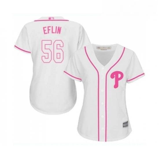 Womens Philadelphia Phillies 56 Zach Eflin Replica White Fashion Cool Base Baseball Jersey