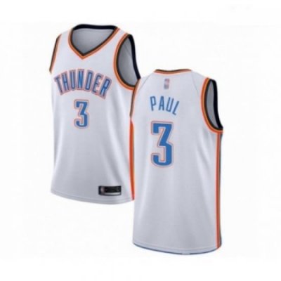 Mens Oklahoma City Thunder 3 Chris Paul Authentic White Basketball Jersey Association Edition