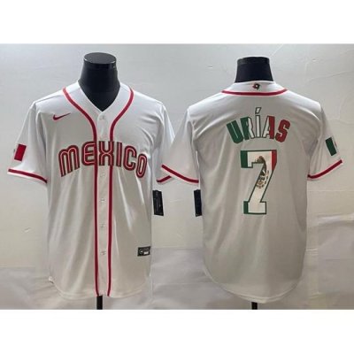 Men Mexico Baseball 7 Julio Urias 2023 White World Baseball Classic Stitched JerseyS