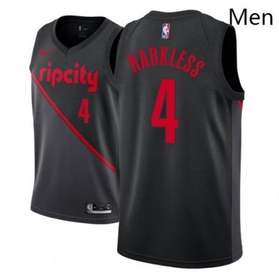 Men NBA 2018 19 Portland Trail Blazers 4 Maurice Harkless City Edition Black Jersey