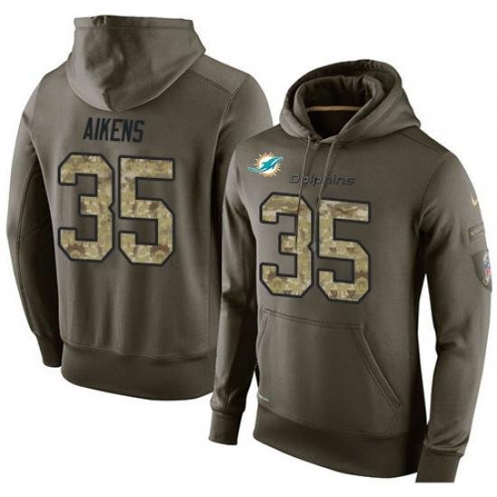 NFL Nike Miami Dolphins 35 Walt Aikens Green Salute To Service Mens Pullover Hoodie