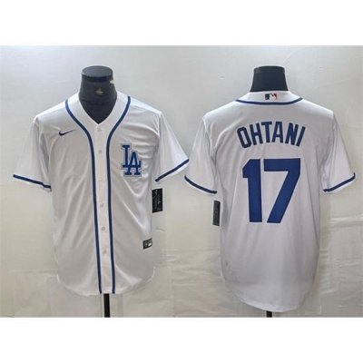 Men Los Angeles Dodgers 17 Shohei Ohtani White Cool Base Stitched Baseball Jersey