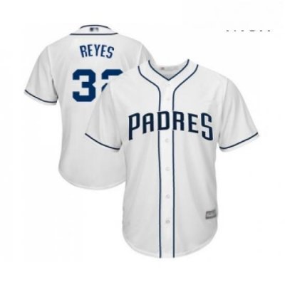 Mens San Diego Padres 32 Franmil Reyes Replica White Home Cool Base Baseball Jersey