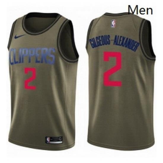 Mens Nike Los Angeles Clippers 2 Shai Gilgeous Alexander Swingman Green Salute to Service NBA Jersey