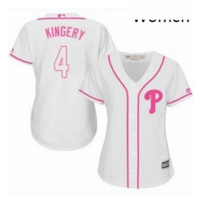 Womens Majestic Philadelphia Phillies 4 Scott Kingery Authentic White Fashion Cool Base MLB Jersey