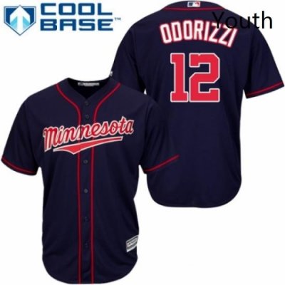 Youth Majestic Minnesota Twins 12 Jake Odorizzi Authentic Navy Blue Alternate Road Cool Base MLB Jersey