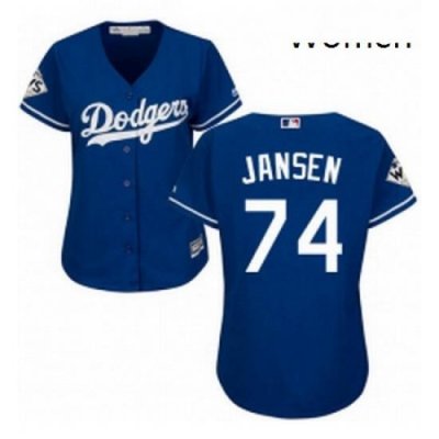 Womens Majestic Los Angeles Dodgers 74 Kenley Jansen Authentic Royal Blue Alternate 2017 World Series Bound Cool Base MLB Jersey