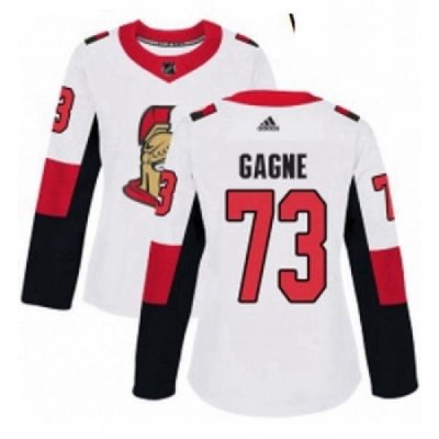 Womens Adidas Ottawa Senators 73 Gabriel Gagne Authentic White Away NHL Jersey