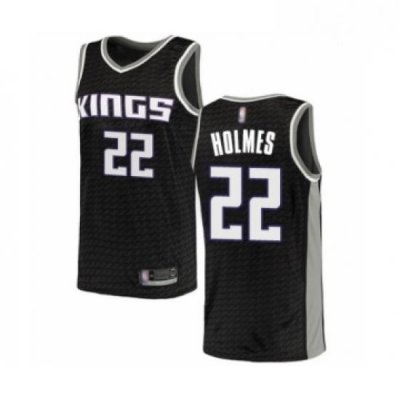 Mens Sacramento Kings 22 Richaun Holmes Authentic Black Basketball Jersey Statement Edition