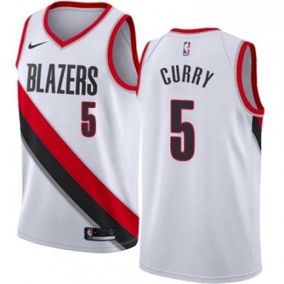 Mens Nike Portland Trail Blazers 5 Seth Curry Authentic White NBA Jersey Association Edition