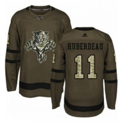 Youth Adidas Florida Panthers 11 Jonathan Huberdeau Authentic Green Salute to Service NHL Jersey